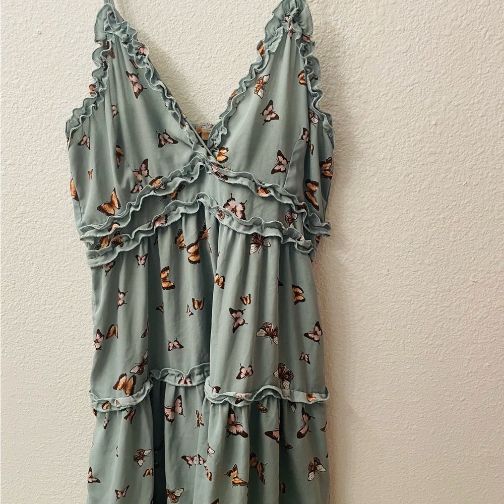 Butterfly Print Ruffle mini Dress